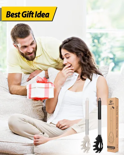 Miniatura 7 de Paquete de 2 tenedores de silicona para pasta, servidor de cuchara de fideos resistente al calor, colador de espagueti sin BPA, las mejores