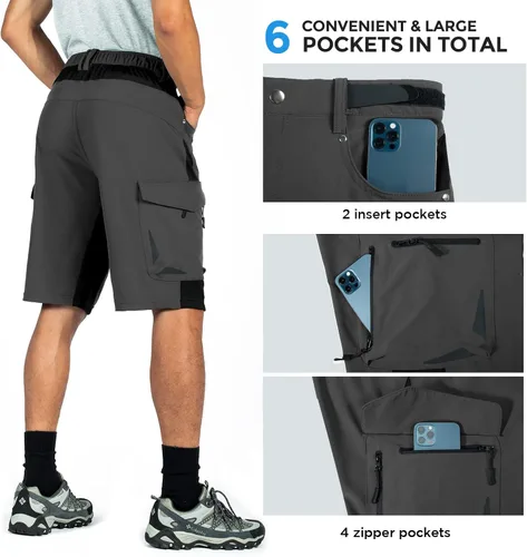Miniatura 5 de Xkttac Pantalones cortos de secado rápido con 6 bolsillos para hombre, ligeros, elásticos, para senderismo, campamento, viajes y exteriores
