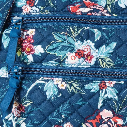 Miniatura 3 de Vera Bradley - Bolsa cruzada para mujer, de algodón característico de la marca, con triple cremallera, hipster