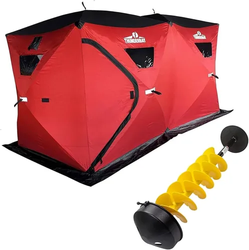 Miniatura 8 de THUNDERBAY Ice Cube Series Pop-Up Hub-Style Ice Fishing Shelter, 68-112 Square Feet of Fishable Area, Portable 6-8 Person Ice Shanty