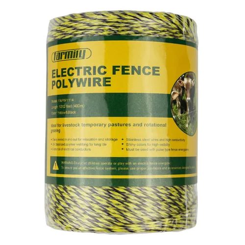 Miniatura 7 de Carrete de alambre para valla eléctrica portátil Farmily; fácil de instalar, reparar, cortar y enrollar, Amarillo y negro
