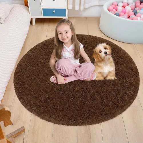Miniatura 34 de Alfombra circular pequeña para dormitorio, 2 x 2 pies, color azul, para decoración de habitación de niños, redonda esponjosa para guardería