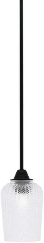 Miniatura 160 de Toltec Lighting Paramount - Mini colgante de 1 luz en acabado negro mate con cristal de arte perla de 7 pulgadas y estilo negro