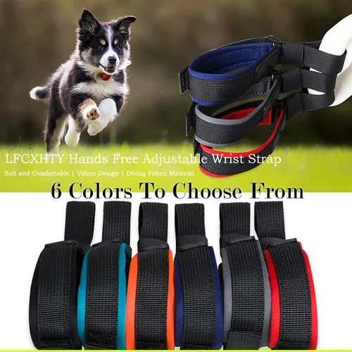Miniatura 8 de Correa de muñeca ajustable manos libres, paquete de 2 correas de muñeca de tela de buceo suave y cómoda correa de perro para correa retráctil