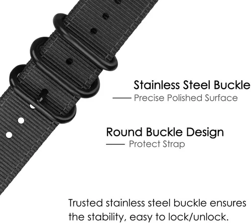 Miniatura 6 de FINTIE Correas compatibles con Fitbit Versa 2/1 / Lite Edition, correa de repuesto de nailon suave (negro)