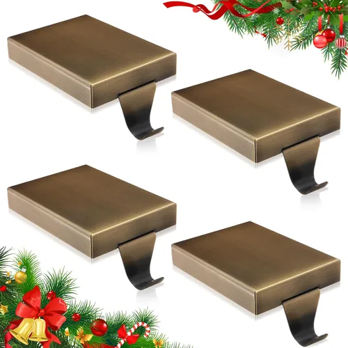 Miniatura 8 de Soportes de calcetines de Navidad de Zonon para repisa, ganchos de hierro resistentes para calcetines, mantel con almohadilla protectora