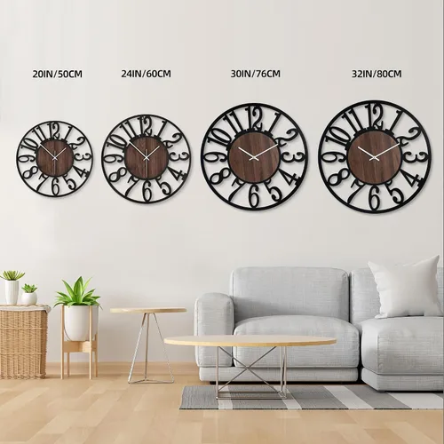 Miniatura 6 de Reloj de pared grande de 20 pulgadas de metal con voz y sensor de luz nocturna, luz en la oscuridad, silencioso, sin tictac, funciona con batería