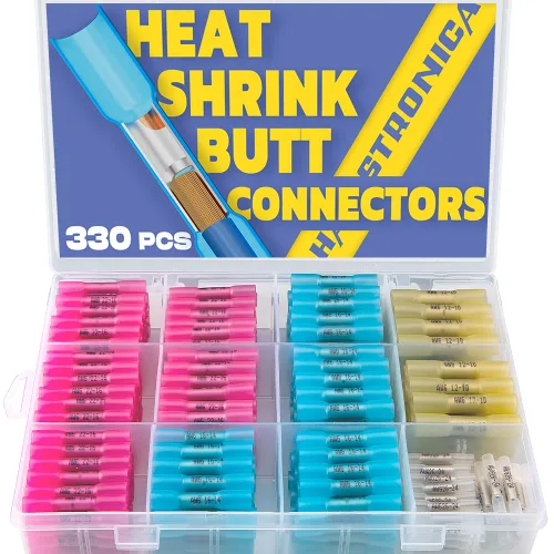 330 piezas haisstronica Conectores de tope termoencogibles impermeables grado marino, kit de conectores de cable eléctrico con aislamiento de cobre
