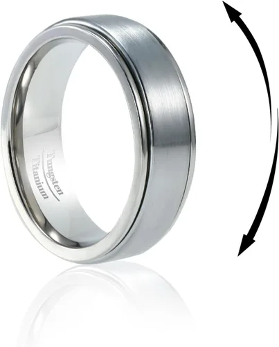 Anillo giratorio de titanio de tungsteno de 0.2360.315 pulgadas para hombre, tamaño medio, sin níquel, anillo de ansiedad para hombres y mujeres,