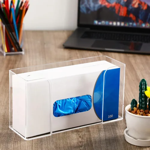 Miniatura 7 de Weysat 2 piezas de soporte acrílico para guantera, dispensador de guantes para montaje en pared, estante acrílico flotante de pared, dispensador