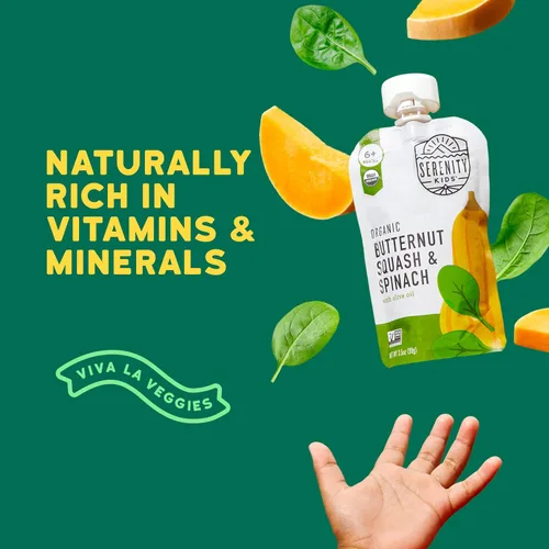 Miniatura 5 de Serenity Kids 6+ meses Puré de verduras orgánico USDA para bebés en bolsa Sin frutas azucaradas ni azúcar añadida Sin alérgenos Bolsa de 3.5