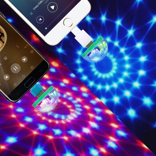 Miniatura 2 de Luces USB para fiesta, mini bola de discoteca, pequeña bola mágica, control de sonido, luz de escenario de DJ, lámpara estroboscópica RGB colorida