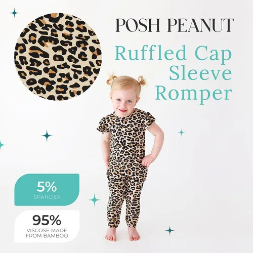 Miniatura 25 de Posh Peanut Mameluco de manga casquillo con volantes para bebé, ropa para niñas recién nacidas, pijama de una pieza para niños, viscosa suave