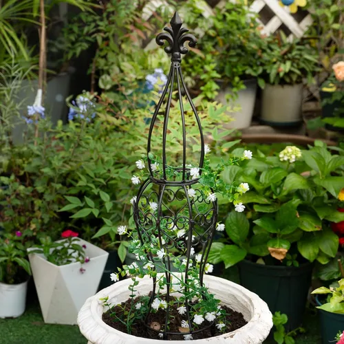 Miniatura 4 de Obelisk - Enrejado de metal para plantas trepadoras, estructura de hierro duradera de 29.5 x 6.3 pulgadas, fácil montaje, perfecto para enredaderas