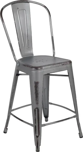 Miniatura 18 de Taburete de metal de interior y exterior de Flash Furniture, Metal, Plateado