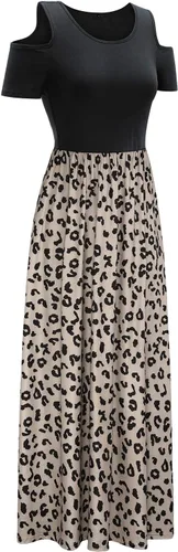 Miniatura 3 de STYLEWORD - Vestidos largos de verano para mujer con hombros descubiertos y bolsillo