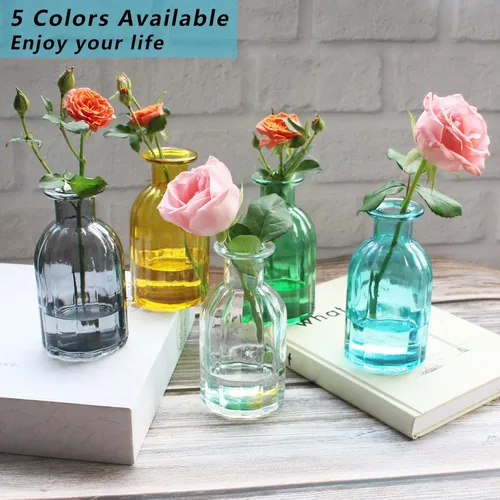 Miniatura 4 de 3 juegos de jarrones de vidrio transparente para flores, jarrón pequeño para decoración, jarrones a granel para centros de mesa, juego de jarrones
