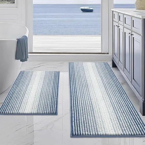 Miniatura 71 de BSICPRO Juegos de Alfombras y Tapetes para Baño, Juego de Alfombra de Baño de Felpilla Gruesa Absorbente de 2 Piezas Antideslizante, Tapetes Suaves