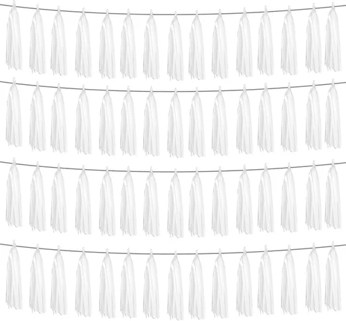 Miniatura 23 de 4P Guirnalda de Borla de Flecos de Aluminio Metálico Negro para Flotas de Desfile, Despedida de Soltera, Boda, Cumpleaños, Halloween, Navidad