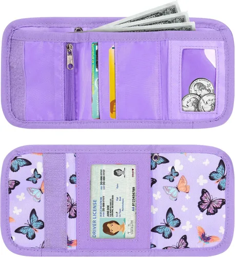 Miniatura 6 de Choco Mocha Carteras infantiles para niñas, púrpura, ((Butterfly-Purple), Cartera con cremallera