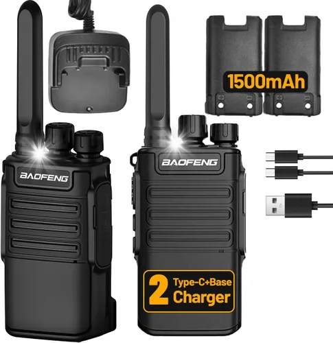Walkie Talkies recargables de largo alcance para adultos, radio FRS Waki Taki Baofeng Radios Walkie-Talkie Radio bidireccional USB-C 1500mAh batería