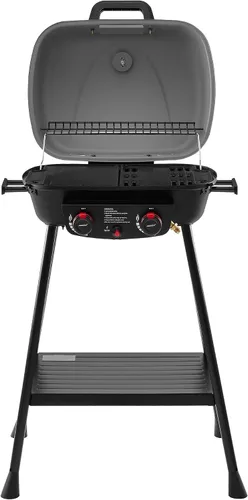 Miniatura 13 de Royal Gourmet GT2003 Parrilla portátil de gas propano de 2 quemadores con soporte y rejilla calefactora, combo de parrilla y plancha 2 en 1