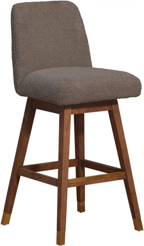 Miniatura 26 de Armen Living Sicily Modern Farmhouse Taburete giratorio de madera negra de 30 pulgadas de altura de asiento para encimera de isla de cocina en tela