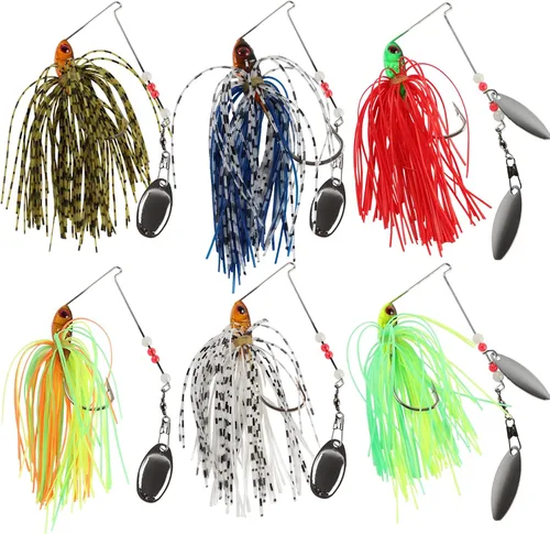 Miniatura 9 de 6 cebos giratorios para lubina, cebos giratorios para pesca de lubina, trucha, salmón, metal duro, spinnerbaits