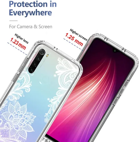 Miniatura 2 de Funda para Redmi Note 8 (2019/2021) M1908C3JH M1908C3JGG con protector de pantalla de vidrio templado, funda protectora de cuerpo completo con Flor
