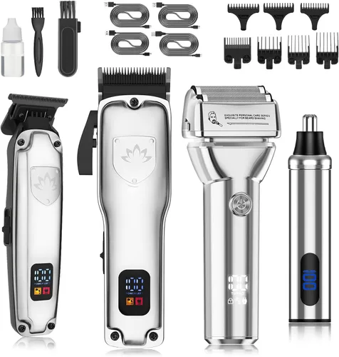 Miniatura 8 de QREEYX Cortadora de pelo para hombres profesionales, recortadora de barba de 7500 rpm, máquina de afeitar eléctrica IPX6 impermeable, kit de corte