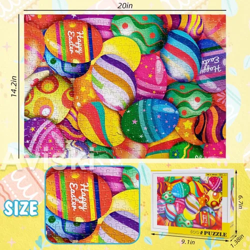 Miniatura 2 de Rompecabezas de Pascua con póster de referencia 1:1, rompecabezas festivos para adultos y niños - 500 piezas, juegos educativos con huevos