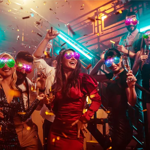 Miniatura 4 de HONLYNE 105 lentes LED, que brillan en la oscuridad, suministros de fiesta, anteojos iluminados para niños y adultos, gafas de neón intermitentes