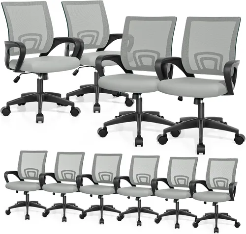 Miniatura 23 de Magshion Silla ergonómica de escritorio de oficina, silla de computadora de malla con respaldo medio, silla giratoria con respaldo transpirable