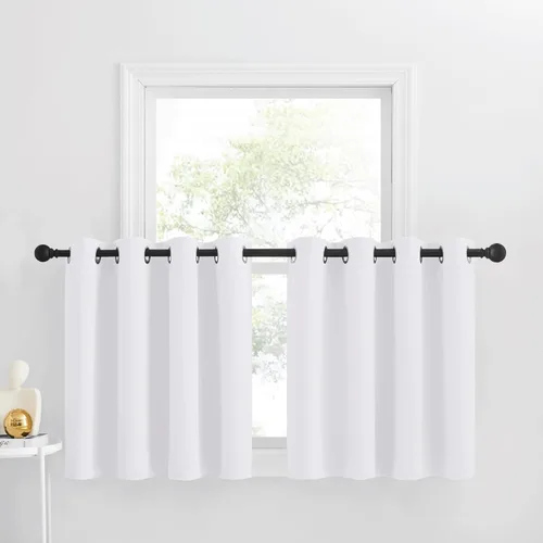 Miniatura 100 de NICETOWN Cortinas opacas de cocina para ventana sobre el fregadero, aislamiento térmico, decoración del hogar, pequeños niveles opacos con ojales