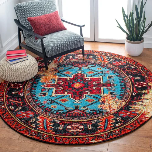 Miniatura 24 de SAFAVIEH Vintage Hamadan Collection Alfombra - 5'3" x 7'6", Rojo & Multi, Diseño tradicional persa, que no desprende pelusa y fácil de limpiar
