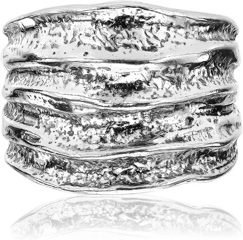 Miniatura 3 de JEAN RACHEL JEWELRY Anillo de plata de ley 925, diseño vintage con textura oxidada, hipoalergénico, sin níquel ni plomo, colección de diseñador