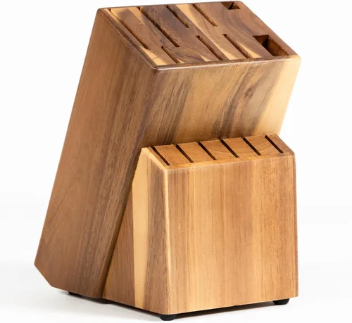 Miniatura 7 de Coninx Bloque de cuchillos de cocina de madera de goma, soporte para cuchillos de 15 ranuras, organizador de cuchillos de madera de calidad
