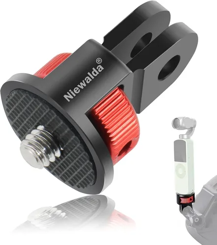 Niewalda Adaptador de trípode de aluminio, 1 adaptador de conversión de ¼ a 20, compatible con cámaras de acción GoPro, Insta360 X3/Sjcam/cámara de