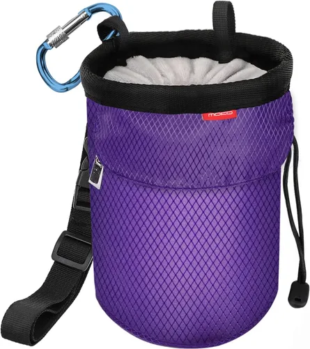 Miniatura 11 de Moko Rock Climbing Chalk Bag, Bouldering Chalk Pot Bucket with Adjustable Belt & Carabiner Drawstring Climbing Gear
