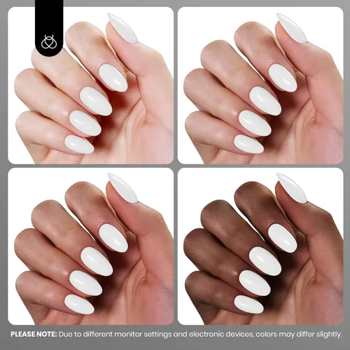 Miniatura 6 de Beetles - Esmalte de uñas de gel ultravioleta semipermanente sin HEMA de alto brillo para manicura francesa y arte de uñas, frasco a juego, blanco