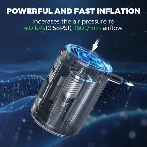 Miniatura 4 de Bomba de aire portátil para inflables, mini bomba eléctrica recargable de 4KPa, infla rápidamente para flotadores de piscina, anillos de natación