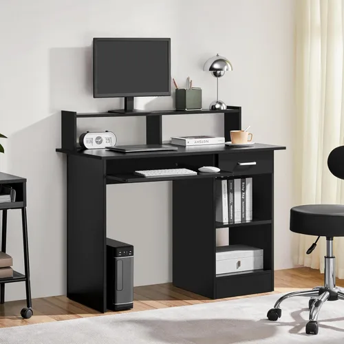 Miniatura 2 de Yaheetech Escritorio de Computadora de Madera para Casa y Oficina con Cajones y Bandeja Extraíble para Teclado, Escritorio de Estudio y Escritura