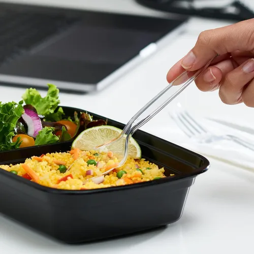 Miniatura 5 de GUSTO [Paquete de 100] Cucharas de plástico transparentes desechables resistentes - Cubiertos de plástico, cubiertos básicos para fiestas, eventos
