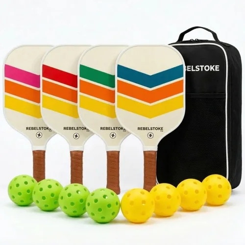 Miniatura 10 de Juego completo de 4 paletas de pickleball con bolsa, juego de 4 palas de pickleball, diseñadas en los Estados Unidos, agarre cómodo, kit de bolas
