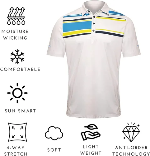 Miniatura 4 de Pin High Camisa polo de golf de rendimiento para hombre, camisa de golf de ajuste moderno, polo de manga corta de ajuste seco