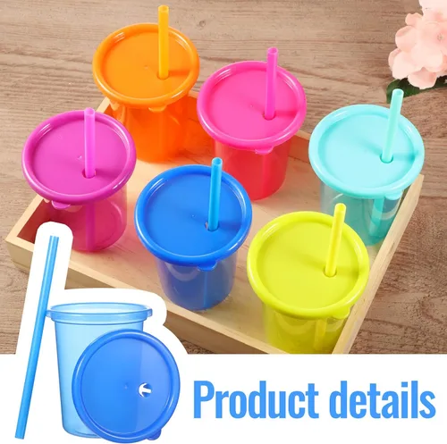 Miniatura 4 de Nuanchu 24 vasos con tapas y pajitas, vasos reutilizables con autoadhesivos, botella de agua de plástico, taza de viaje para café helado, taza