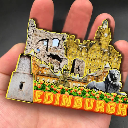 Miniatura 4 de Imán de madera de Inglaterra Edimburgo 3D para nevera, recuerdos coleccionables, decoración hecha a mano, artesanías 2