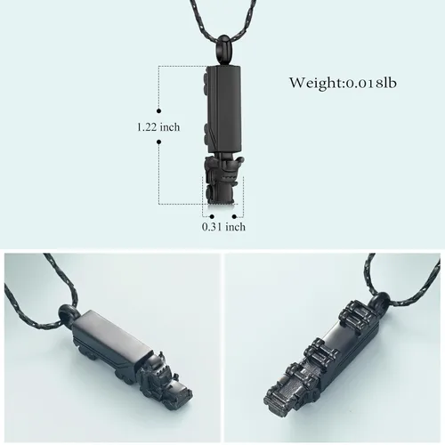 Miniatura 2 de Imrsanl Collar de urna para cenizas para hombres adultos de acero inoxidable con diseño de camión de 18 ruedas, joyería de cremación, colgante