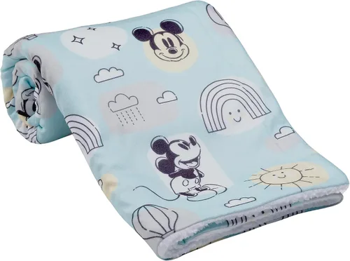 Miniatura 4 de Lambs & Ivy Disney Baby Classic Mickey Mouse - Manta de forro polar suave azul/blanco