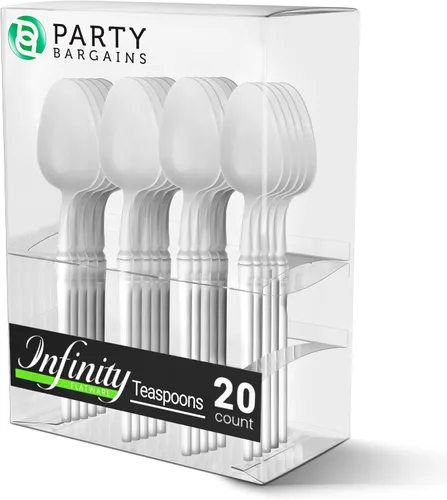 Miniatura 9 de Party Bargains Juego de cubiertos negros de plástico desechable, utensilios de diseño moderno infinito, paquete de 40: 16 tenedores, 8 cuchillos, 16